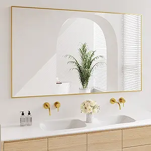 Koonmi Gold Mirrors for Wall, 36x60 Inch Bathroom Mirror, Rectangular Wall Mirror for Living Room Bedroom Bathroom, Hangs Horizontally or Vertically