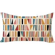 Colorful Geometric Lumbar Decorative Throw Pillow Cover 12 x 20 | Rectangular Abstract Modern Art Minimalist Outdoor Home Decor, Farmhouse Contemporary Sofa Couch Cushion Case Housewarming