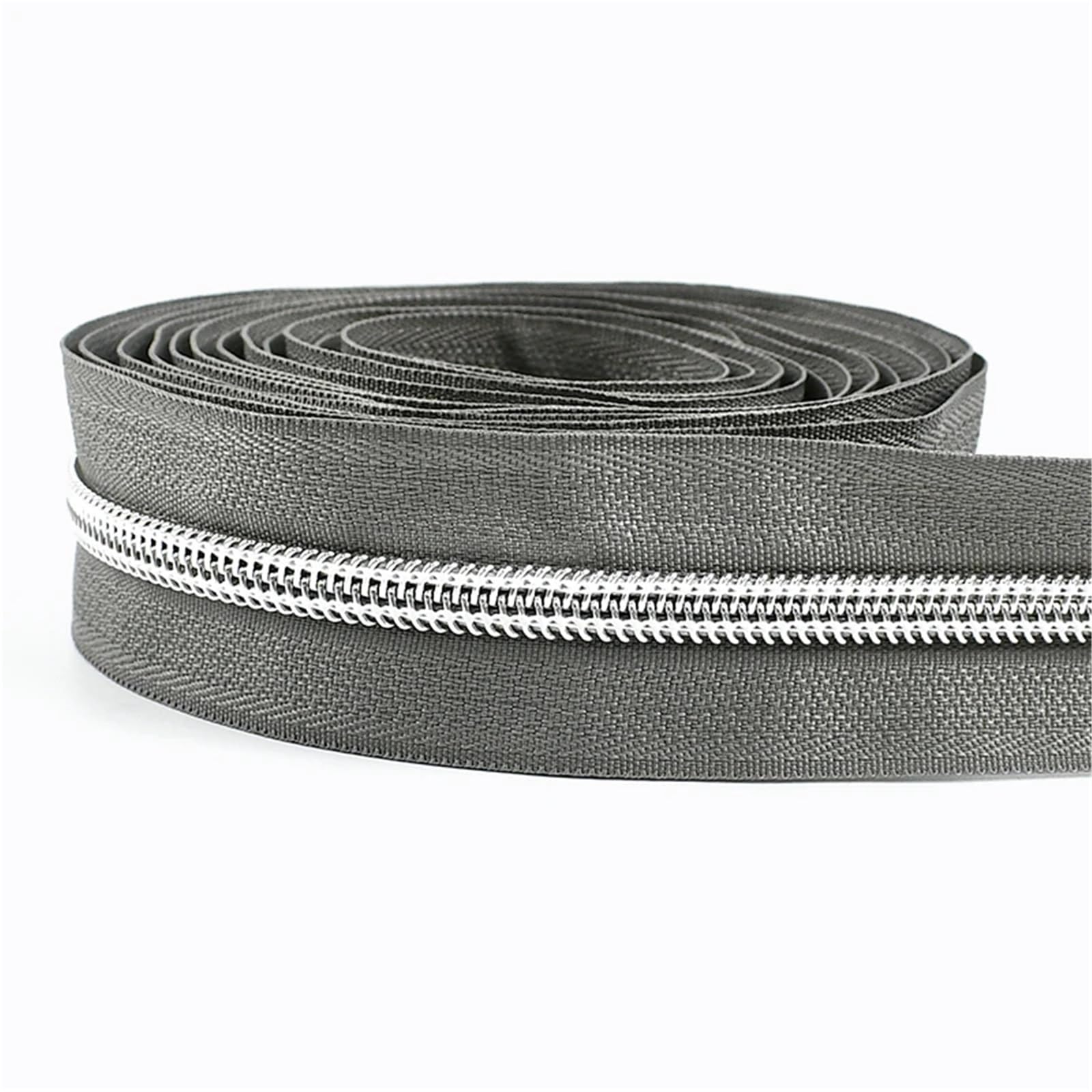 Two Way Zipper 2pc Silver 5# Nylon Zipper Tapes 1-5M Zippers Continuous Zip Roll Garment Repair Closure Zips Sewing Accessories(49,4Meters)
