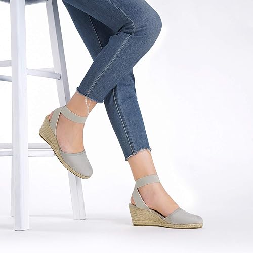 Miniatura 5 de DREAM PAIRS - Sandalias de cuña con correa elástica en el tobillo, para mujer