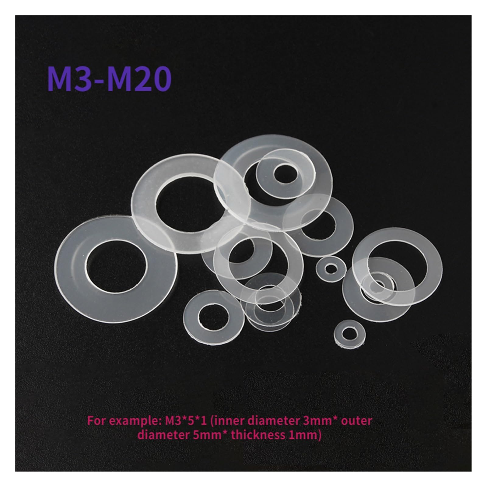 30/50/100 stücke M3 M 3,5 M4 M4 M5 M6 M8 M10 M14 M16 M18 M20 Kunststoff nylon Flache Unterlegscheibe Flugzeug Spacer Isolierung Dichtung Ring for Schraube(M20x30x1mm,100Pcs)