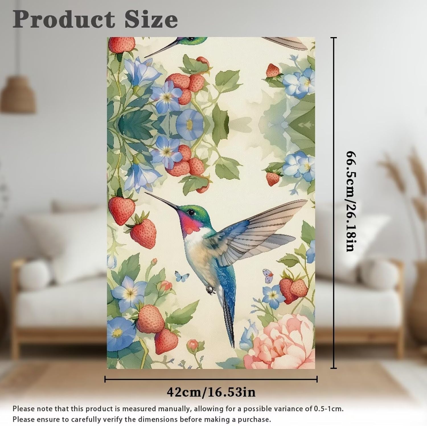 Hummingbird Strawberry Recline Chair Headrest Cover Lightweight Headrest Protector for Sofa Couch Loveseat Furniture Headrest Protector 26.18 * 16.53 inches (10 Twist pins) Easy to Install