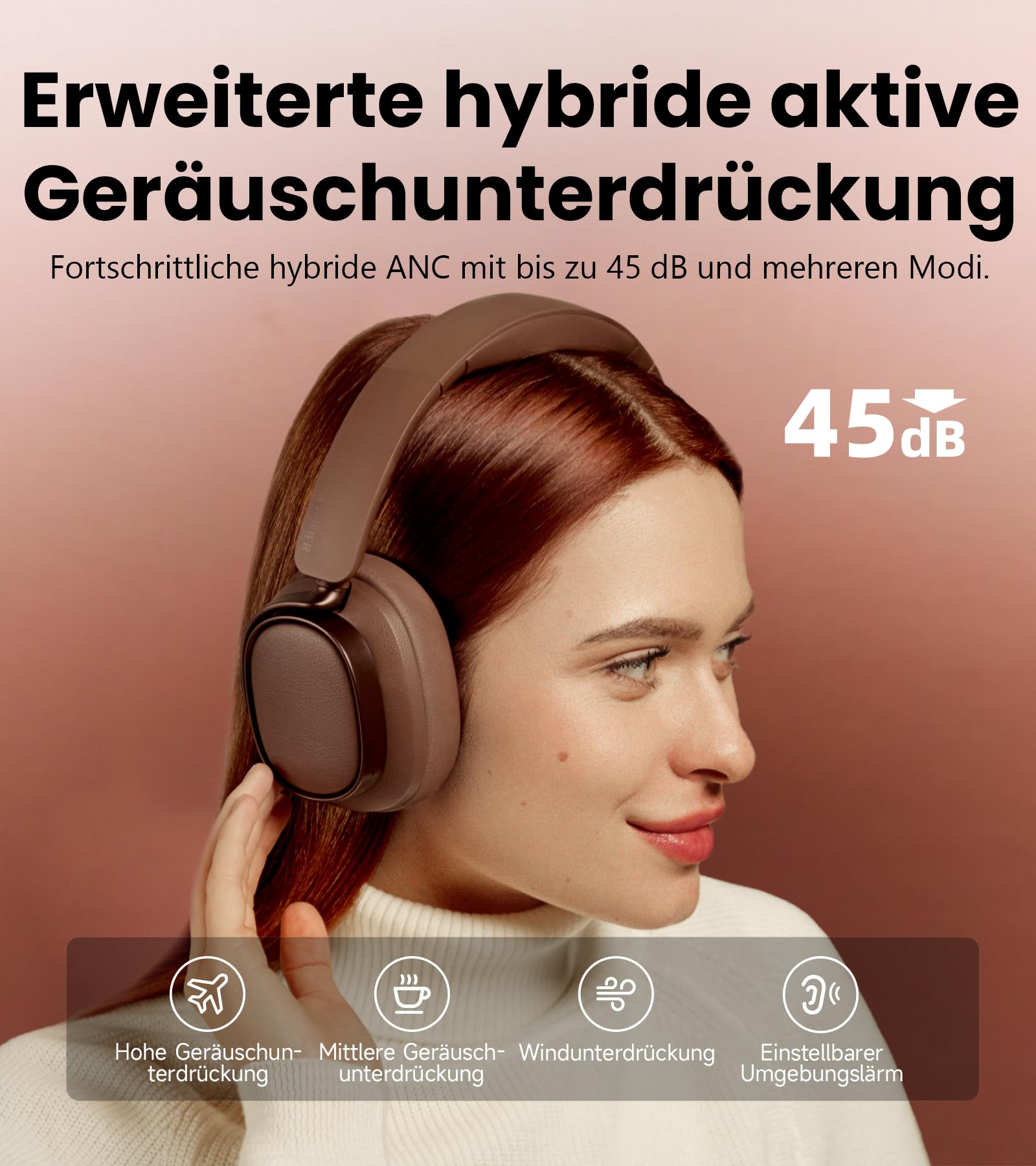 Edifier ES850NB Kabellose Over-Ear-Kopfhörer mit Geräuschunterdrückung, Hi-Res Audio Wireless, LDAC, 92h Spielzeit, Bluetooth 5.4 & Multipoint, KI-Anrufgeräuschreduzierung, Faltbar – Braun