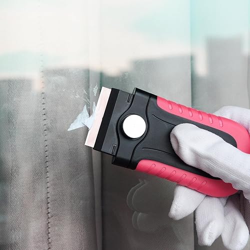 Miniatura 4 de Gomake Rascador de hoja de afeitar con tapa de seguridad, raspador de pintura para ventana con 10 cuchillas de acero inoxidable para limpieza de