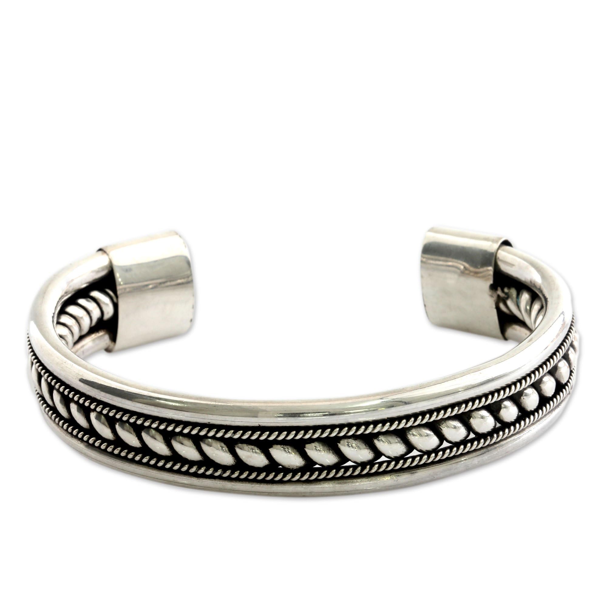 NOVICA Artisan Sterling Silver Cuff Bracelet