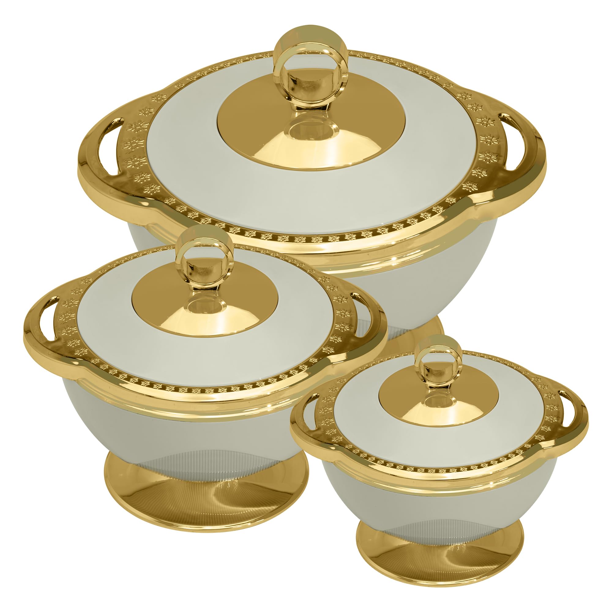 Selvel Milano Inner Steel Casserole Set of 3 (1700ml, 1100ml, 600ml)|BPA Free|Advanced P.U. Insulation| Hot Box for Kitchen | Keeps Food hot & Fresh Chapati, Roti, Biryani and More (Repose Grey)