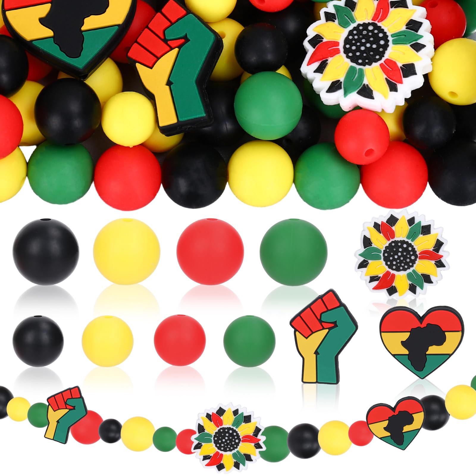Perles en silicone Whaline de 98 pièces avec cordon pour la création de bijoux faits main
