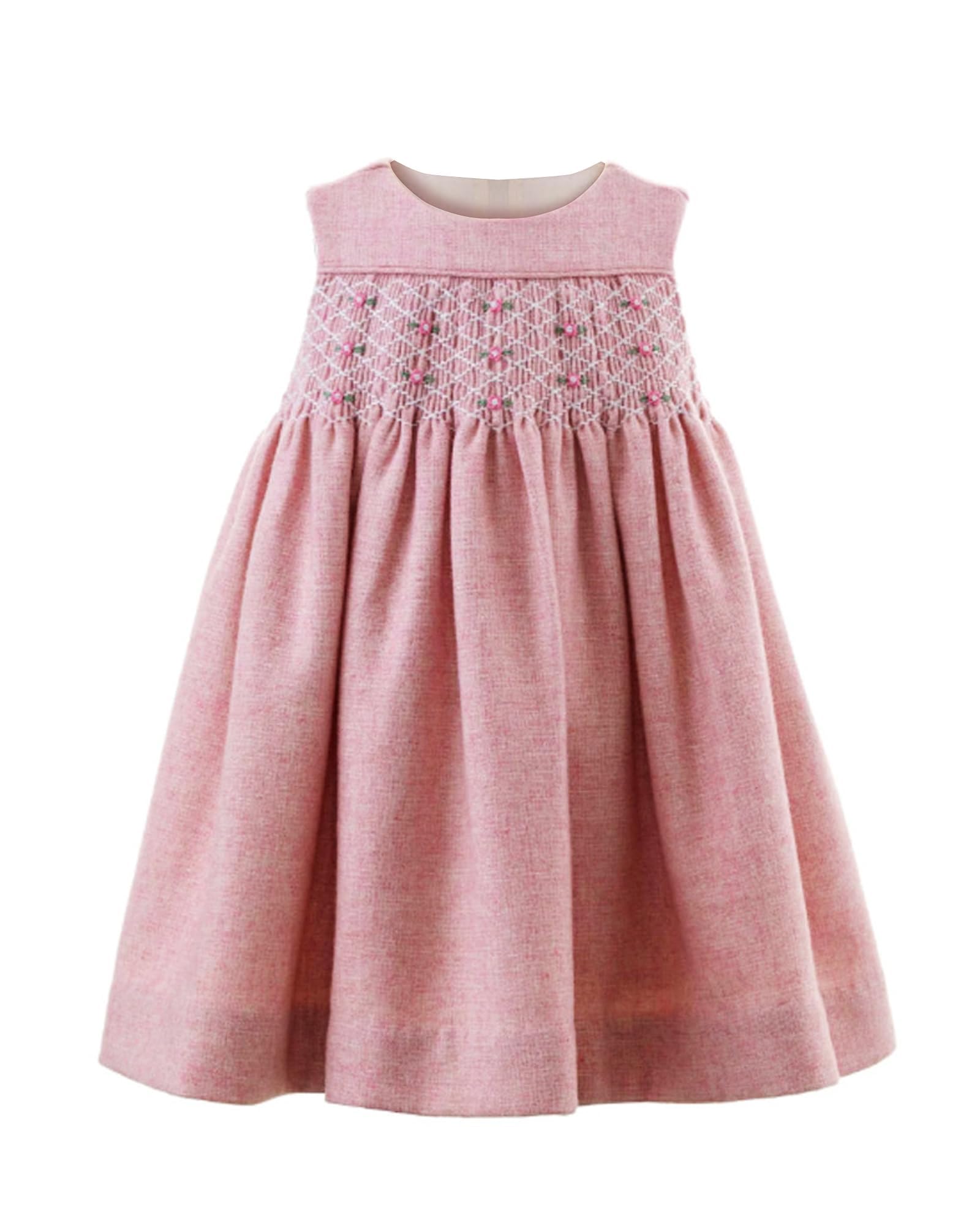 Twoflower Baby Mädchen Langarm Smocking Kleidung Kleinkind Herbst Floral gesmoktes Kleid Vintage Kleider für Weihnachten Geburtstag