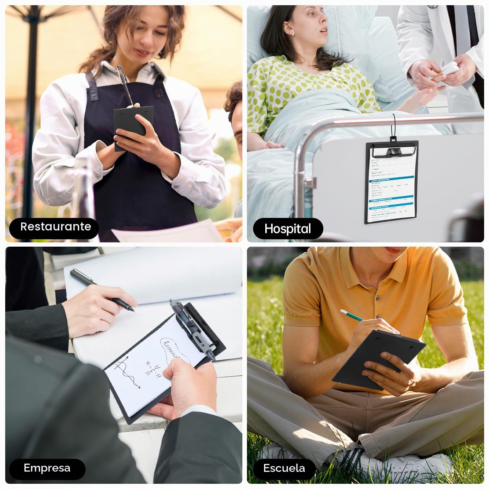 FRETONBA Portapapeles A6 Mini, 2 Piezas Carpeta Portadocumentos con Pinza y Lazo para Colgar Retráctil, Porta Documentos para Guardar Papel, Clipboard para Oficina, Restaurante, Aula, Negro