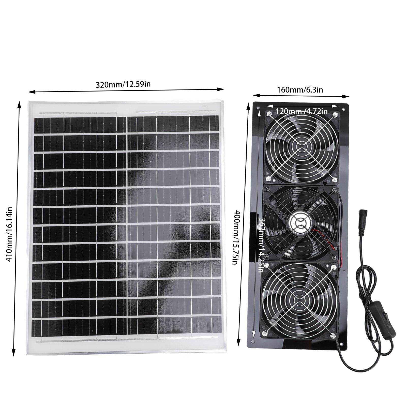 Kit de Ventilador de Escape con Energía Solar, Ventilador Eficiente de Alta Velocidad de 25W para Gallinero, Invernadero, Cobertizo, Casa para Mascotas