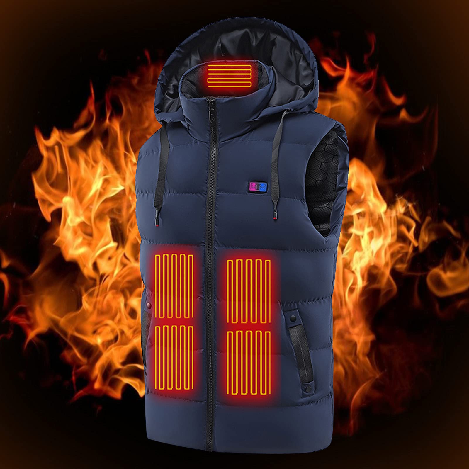 Gilet Riscaldato Uomo Giubbotto Riscaldata Con 17 Zone Di Riscaldamento 3 Livelli Di Temperatura Controllo Giacca Riscaldato Usb Grafene Giubbino Termico Gilet Coppia Per Caccia Moto Sci E Campeggio