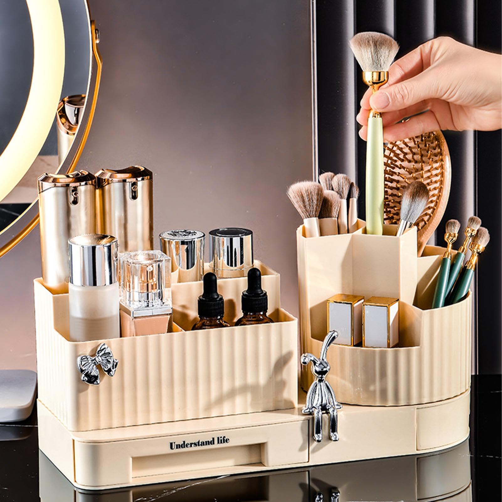 Organizer per trucchi, girevole a 360 gradi, organizer per cancelleria da