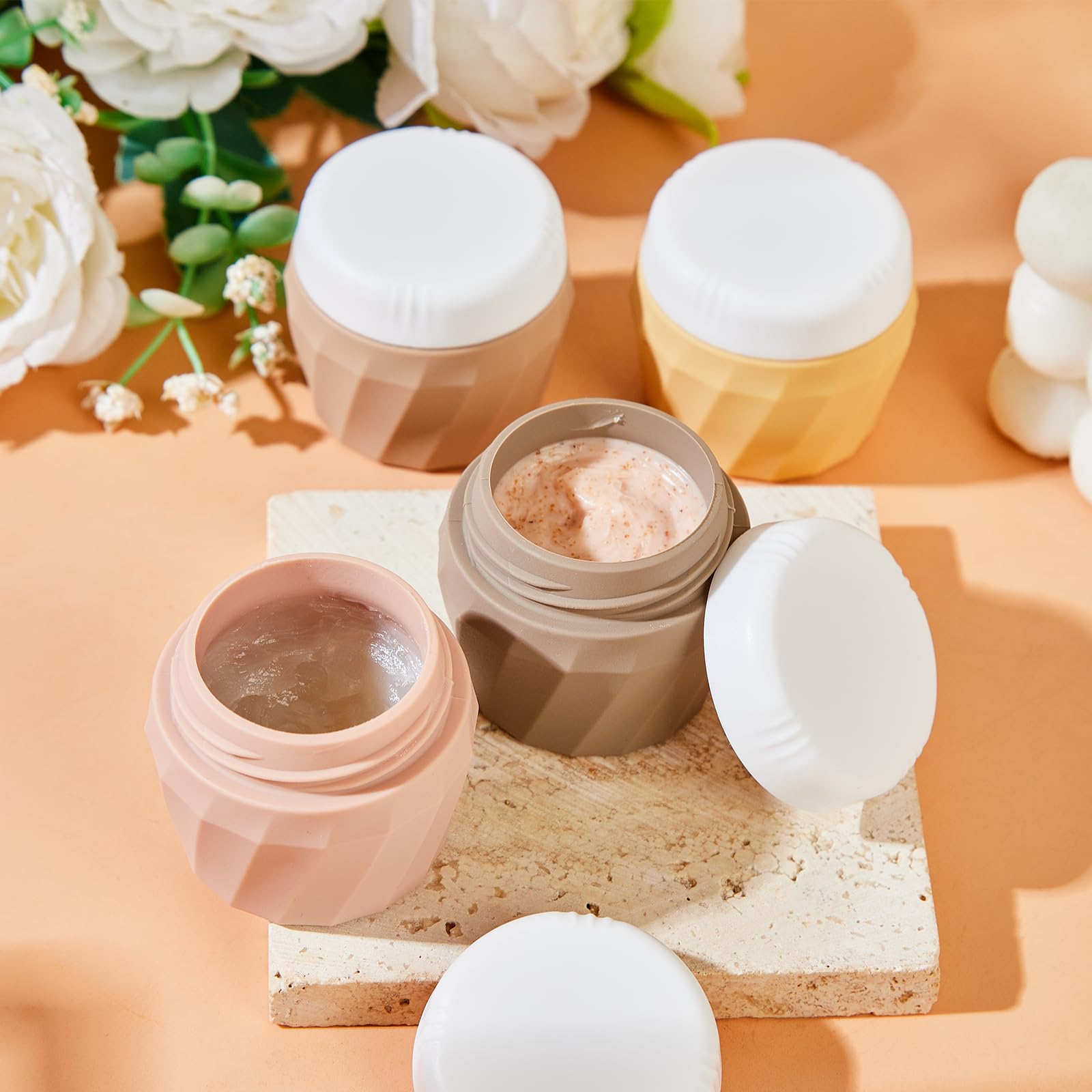 Silevoler Travel Containers for Toiletries, Premium Silicone Cosmetic Cream Jars, TSA Approved Leak-Proof Refillable Travel Size Toiletries with Clear Bag for Cosmetic Face Body Cream 2