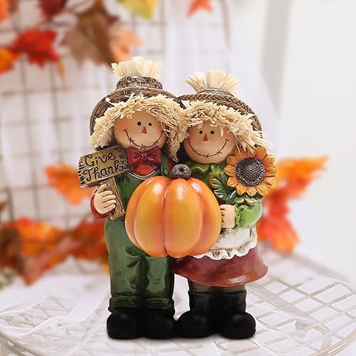 Miniatura 6 de Hodao 2 piezas de decoración de espantapájaros de otoño de Acción de Gracias, espantapájaros de cosecha de otoño, calabaza, decoración para otoño,