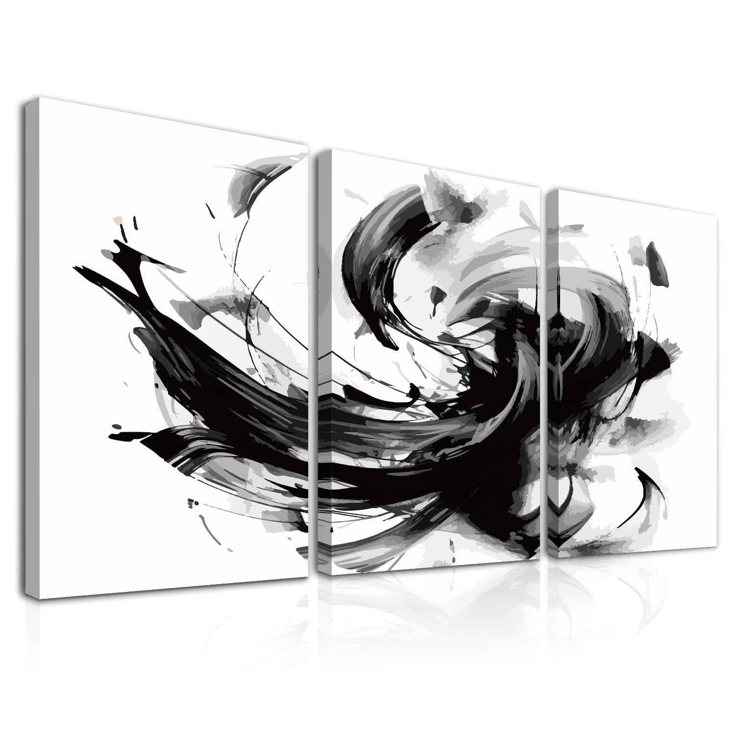 Dazzlewall 3Pcs Framed Black and White Wall Art Decor, Modern Abstract Wall Art Pictures for Bedroom Living Room Decor 12x16 in — image 1