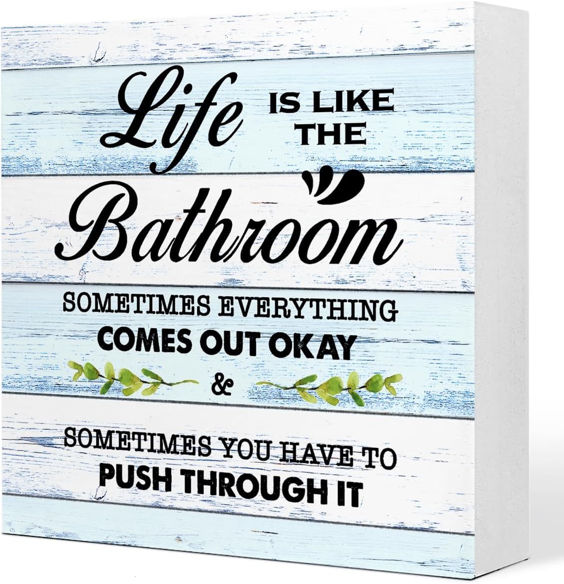 5x5 Inch Bathroom Box Sign Rustic Farmhouse Funny Wood Decor