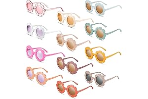 12 Pairs Kids Round Flower Sunglasses - The Perfect Accessory for Summer Fun