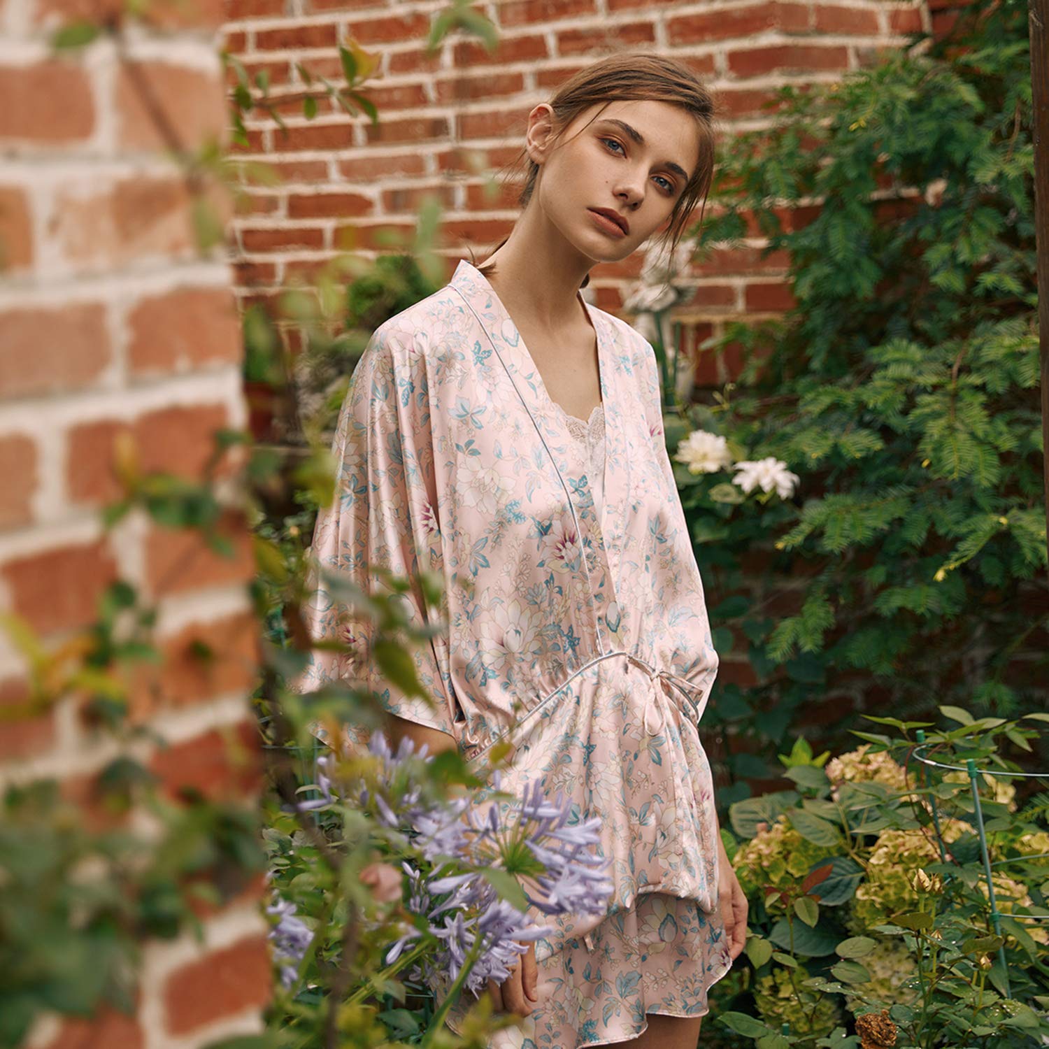 Kimono Suelto De Satén De Lujo, Bata Rosa Estampada, Pijamas De Bata De Baño para Las Vacaciones De Verano, Elegante Regalo De Boda S