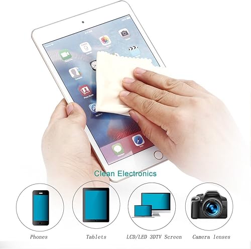 Vista 3 de Paños de limpieza de pantalla de microfibra, paquete de 4 unidades de 6 x 7 pulgadas para teléfonos celulares, tabletas, TV LCD, laptop, lentes