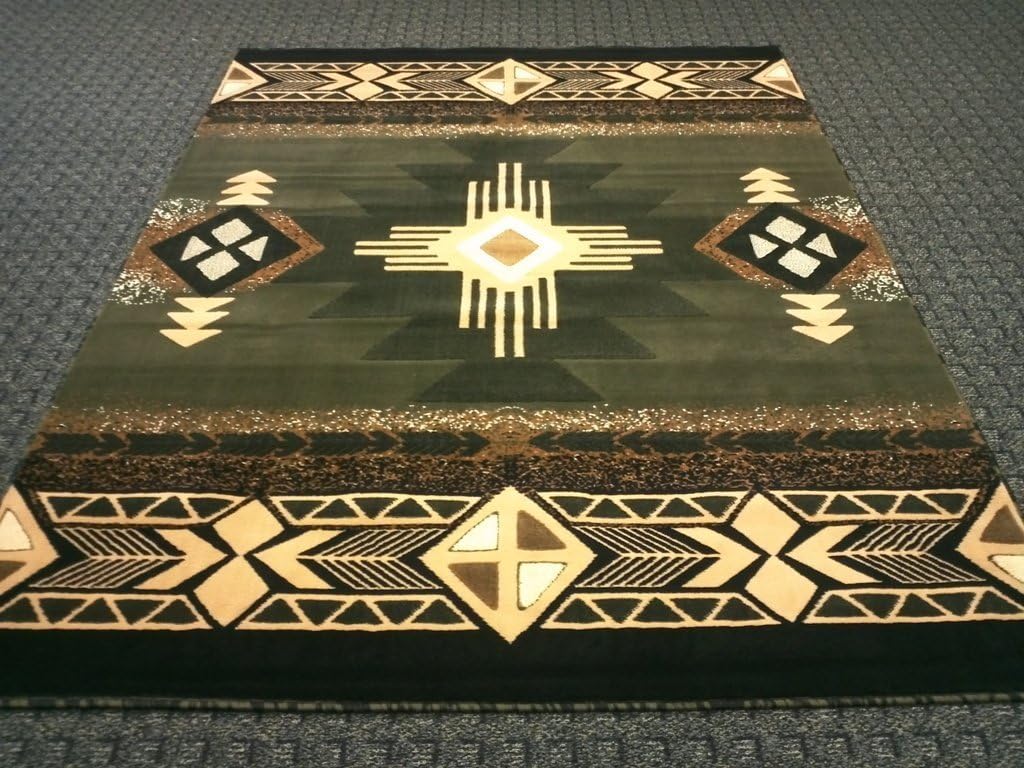 South West Native American Area Rug Design C318 Sage Green (5 Feet X 7 Feet)