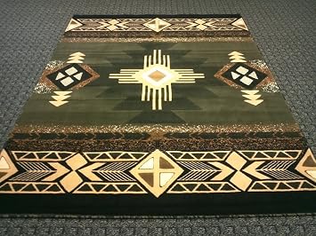 South West Native American Area Rug Design C318 Sage Green (5 Feet X 7 Feet)