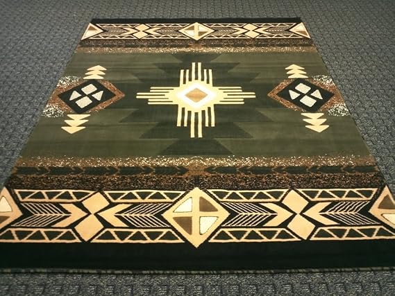 South West Native American Area Rug Design C318 Sage Green (5 Feet X 7 Feet)