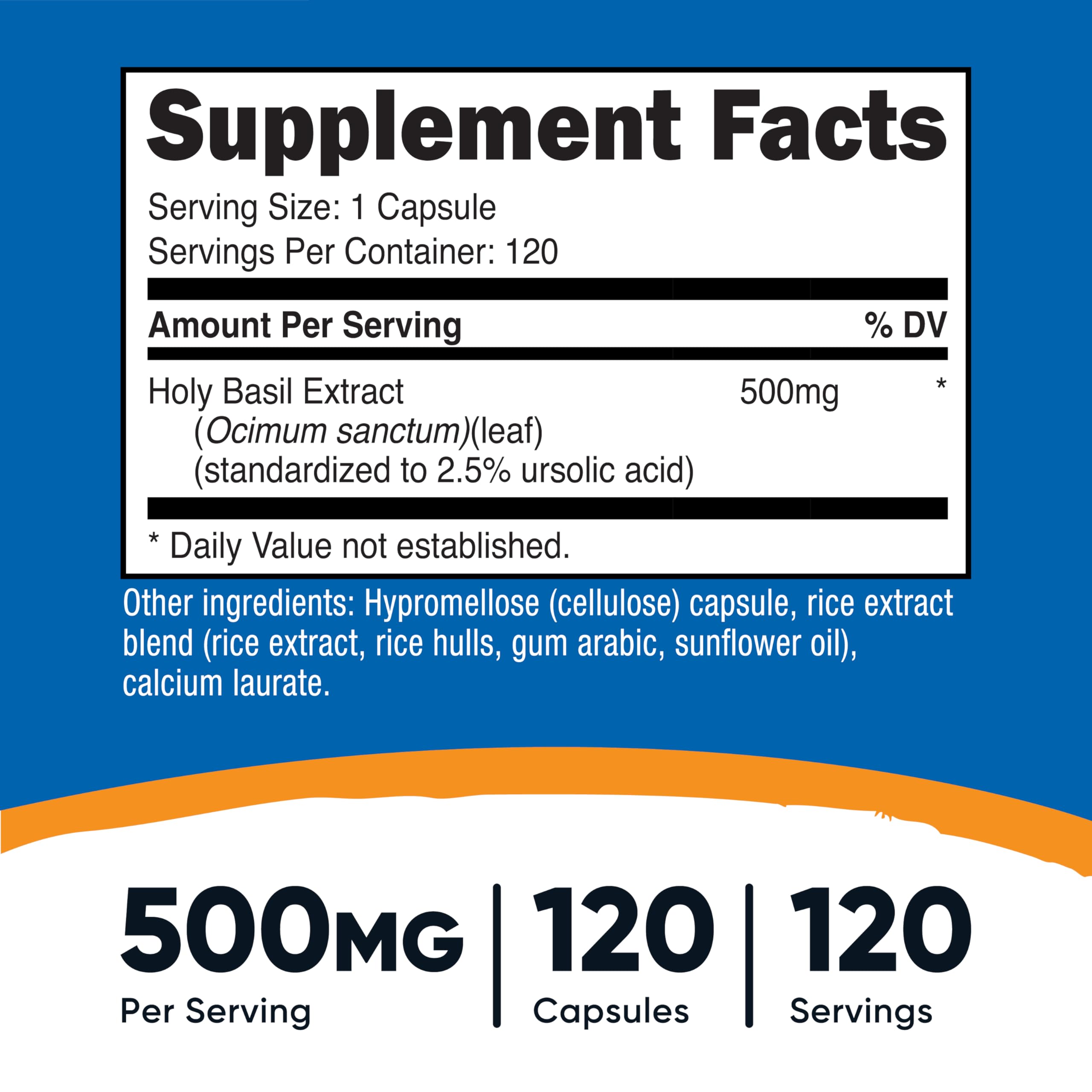 Nutricost Holy Basil Capsules 500mg, 120 Vegetarian Capsules, Gluten-Free — Amazon image 2