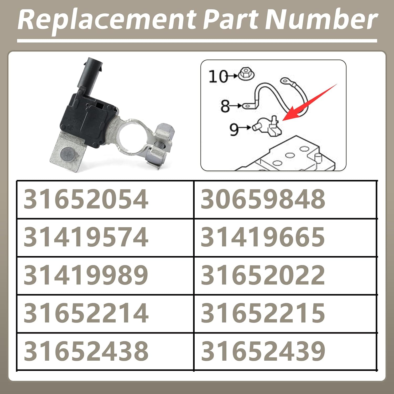 31652054 Negative Monitoring Sensor Compatible with Volvo XC60 XC90