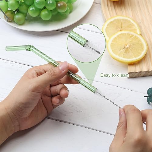 Miniatura 2 de Pajitas de vidrio reutilizables, pajitas de vidrio de colores, pajitas de vidrio saludables y seguras, pajitas transparentes y hermosas, 0.315 x