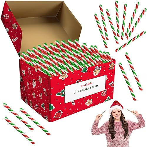 Chupetes de bastón de caramelo, sabor a fruta mixta multicolor antigua, envueltos individualmente, 5.5 pulgadas, peso neto 10.17 oz (288 g), paquete