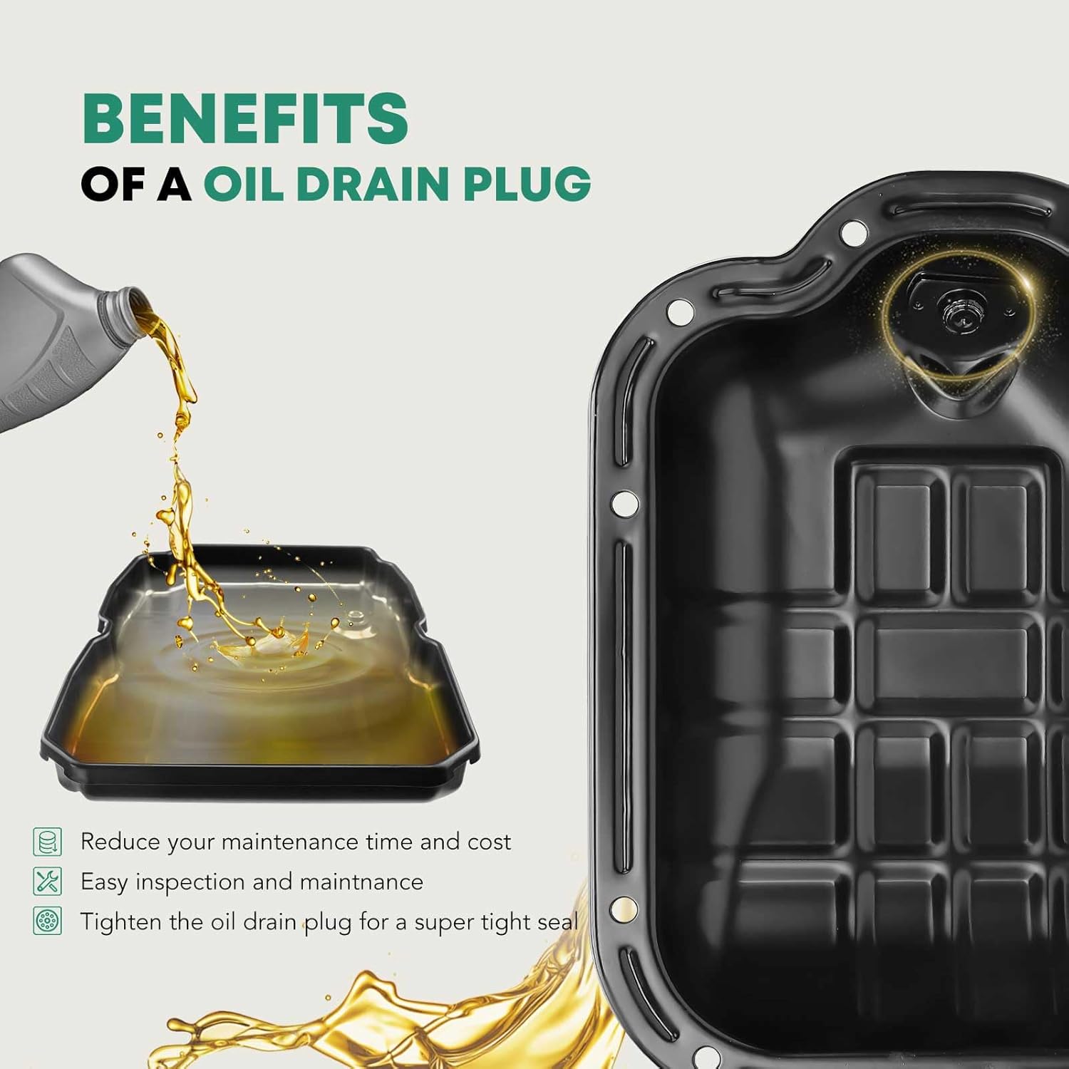 YHTAUTO Lower Engine Oil Pan with Drain Plug Replacement for Nissan Altima Pathfinder Murano Quest & Infiniti QX60 JX35 V6 3.5L