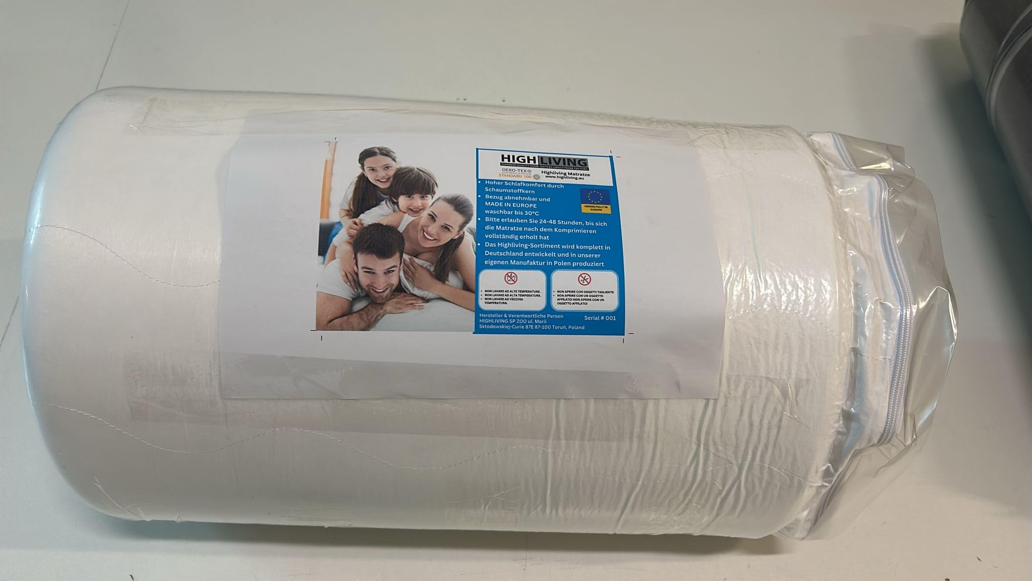 HIGH LIVING Materasso pieghevole in schiuma Gel Memory 195 x 75 x 15 cm, 3 pezzi, extra spesso, in schiuma, da campeggio, pavimento, per ospiti, grigio
