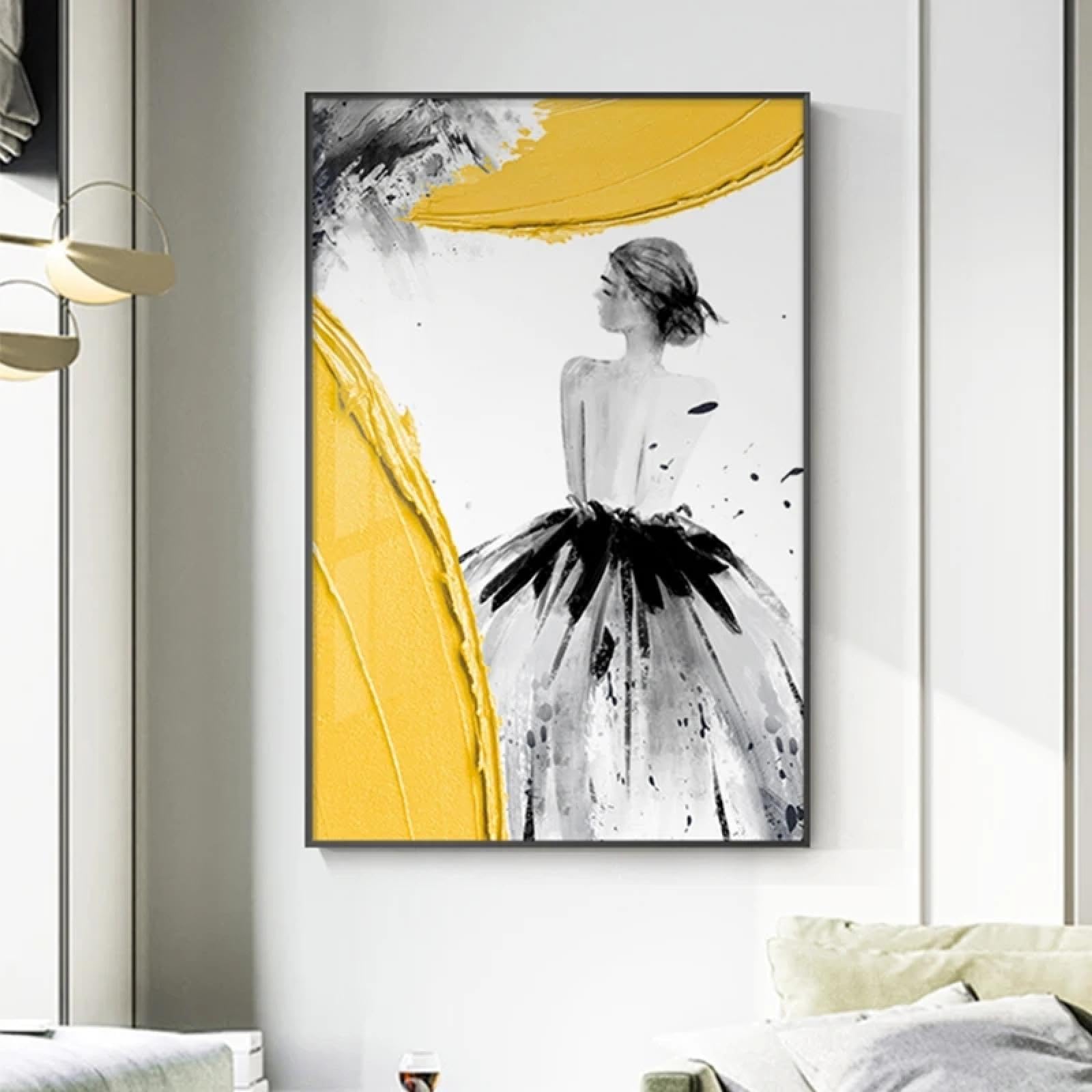 Rumlly Abstrakcyjne wydruki nowoczesne dziewczyny szary złoty sylwetka malarstwo na płótnie plakaty i druk rysunek zdjęcia artystyczne do dekoracji pokoju 70x100cm bez ramki