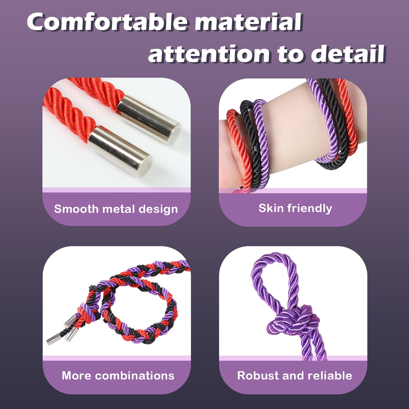 BDSM Couple Intimate Bondage Set - Soft and Multifunctional Sex Rope - Bedroom Adult Bondage Toy - Perfect for Bondage Beginners (2-Piece Set, Black)