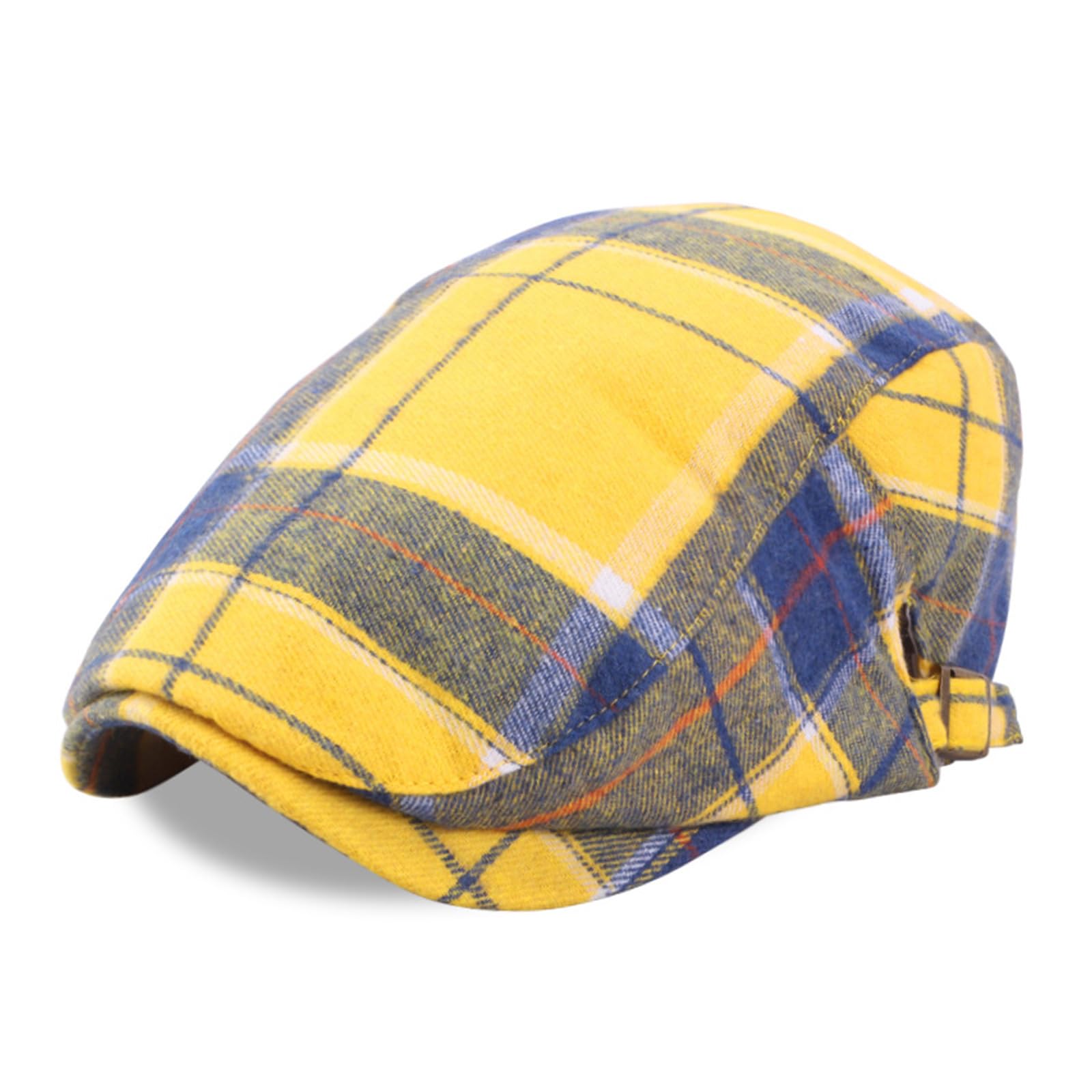 MICFENY Elegant Plaided Cotton Berets Hat Breathable Cap Lightweight For Daily Wear And Travel Outdoor Activities