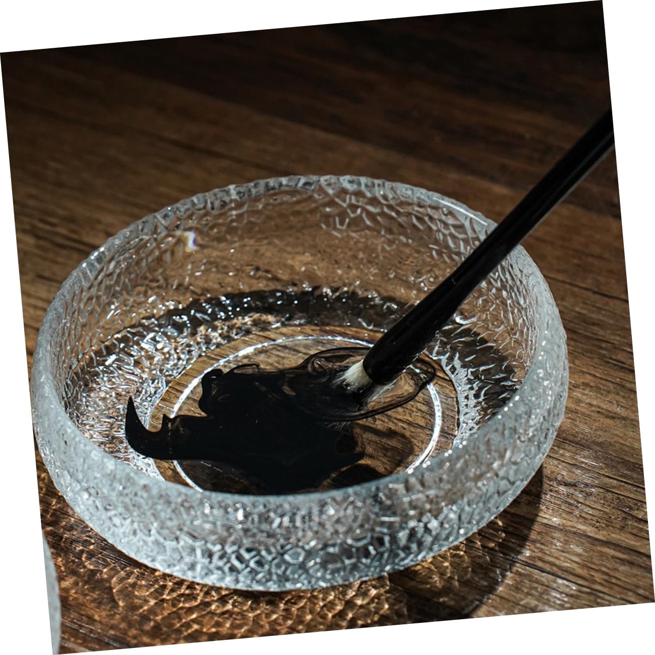 KALLORY Glass Ink Brush Washer Calligraphy Pen Cleaner Bowl Glass Water Pot for Traditional Chinese Painting and Calligraphy Brush Washing Practical Writing Supply