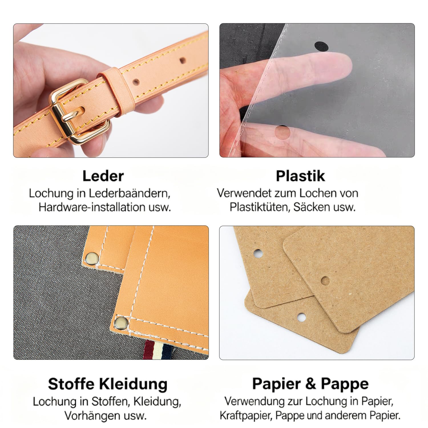 WUTA Schwarzer Leder Runde Lochstanzer,10 Stück Locheisen Set für Leder, Uhrenarmband, Dichtungsgürtel,Lochstanzer Locheisensatz(0.5+1+1.5+2+2.5+3+3.5+4+4.5+5mm)
