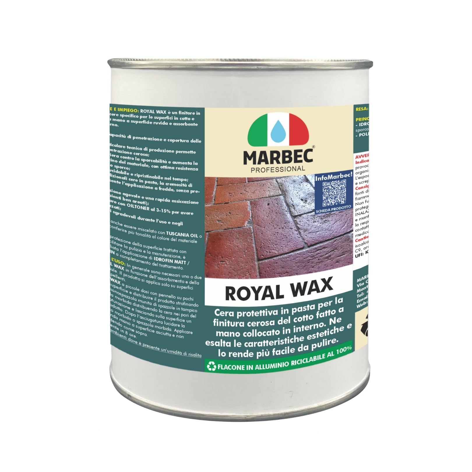 MARBEC ROYAL WAX 1LT Cera in Pasta per cotti Fatti a Mano posati all'Interno