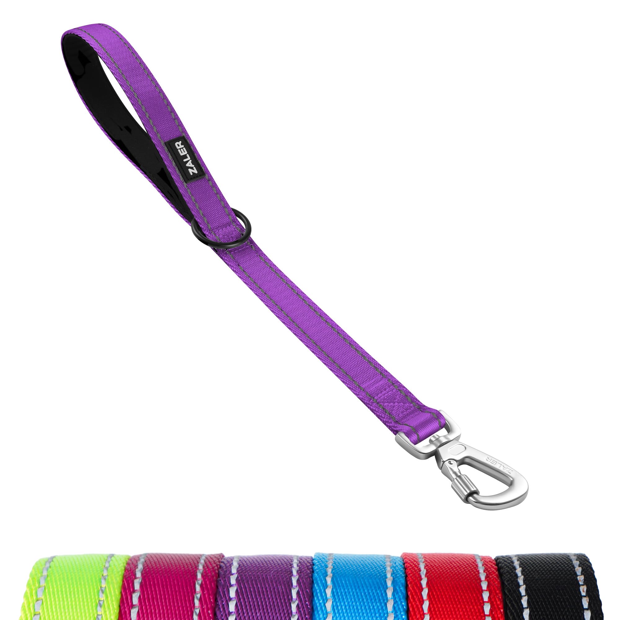 ZALER Short Dog Leash, 18 Inches Traffic Leashes for Dogs, Nylon Reflective Dog Lead with Padded Handle, Heavy Duty Leash for Large and Medium Dogs (18" Purple) — image 1