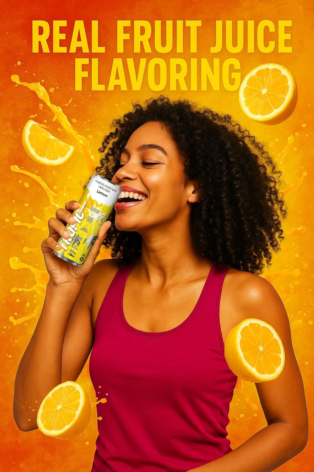 Tropicharge 100% Coconut Water Energy Drink with Guarana Extract (24 pack 330ml/6 flavours) - Zero Sweeteners or Added Sugar - All Natural - Passion Fruit, Forest Apple, Red Cherry, Lemon, Peach, Watermelon