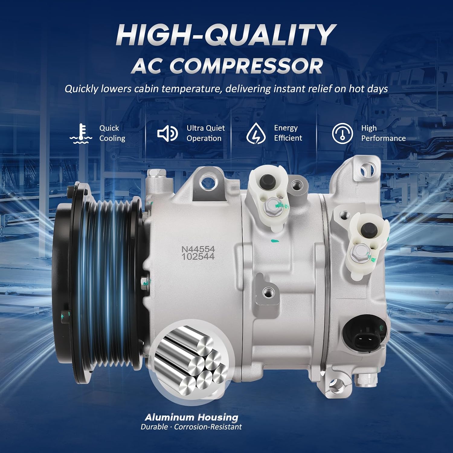 BDELI AC Air Conditioner Compressor Compatible with 2007 2008 2009 Toyota Camry 2.4L, for Toyota RAV4 2006 2007 2008 2.4L, 7 Grooves CO11178JC