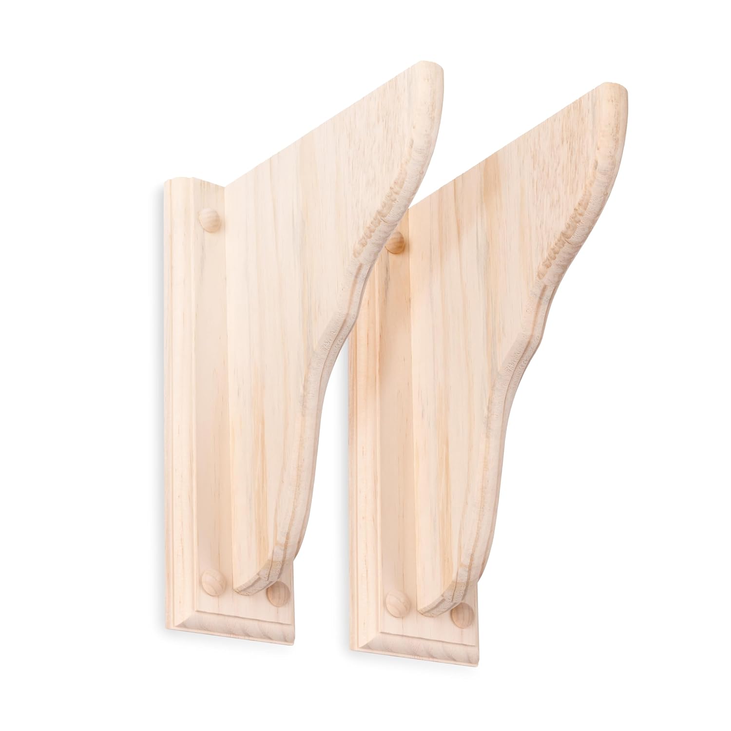 WADDELL Pine Bracket w/Backing Plate (2 Count, 9" x 6" x 1¼") | Unfinished Corbel Includes Mounting Hardware | DIY Home Decor Shelves, Countertops, Fireplace Mantels | Supports up to 5 Lbs. Each