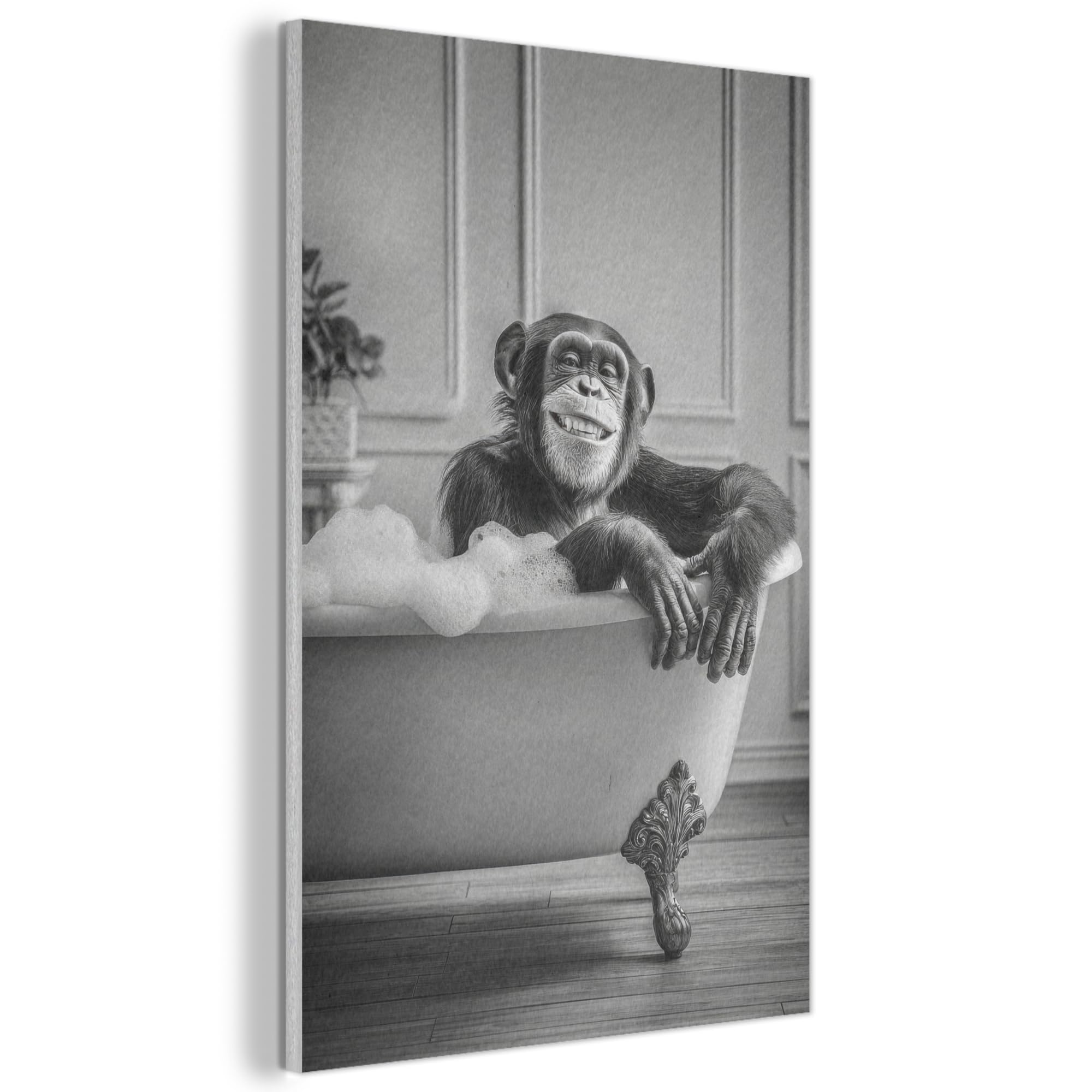 MuchoWow© Felt Panel 60x90 cm Wall Art Home Decor Painting for Living Room Gifts Hallway Decoration Chimpanzee - Bath - Foam - Smile