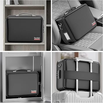 DocSafe Fireproof Document Box with Lock, Hard Case File Organizer with Accordion File Folder, Fireproof Water Resistant Safe Box Home Office Travel Storage for Important Documents Laptop Black | Fire and Water Resistant Safe Box,File Organizer,Multi-Pocket,Home Office Travel Storage for Important Document,Laptop,Black