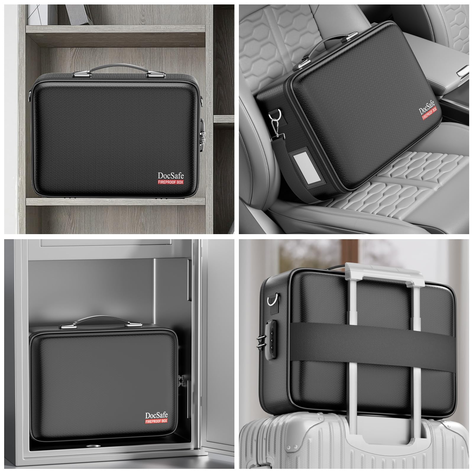DocSafe Feuerfeste Dokumententasche mit Schloss,Hartschale | Dokumentenbox,Wasserdichte und Feuerfeste,Dokumentenaufbewahrung,für Wichtige Dokumente,Reisepass,38,5 x 28,5 x 13 cm