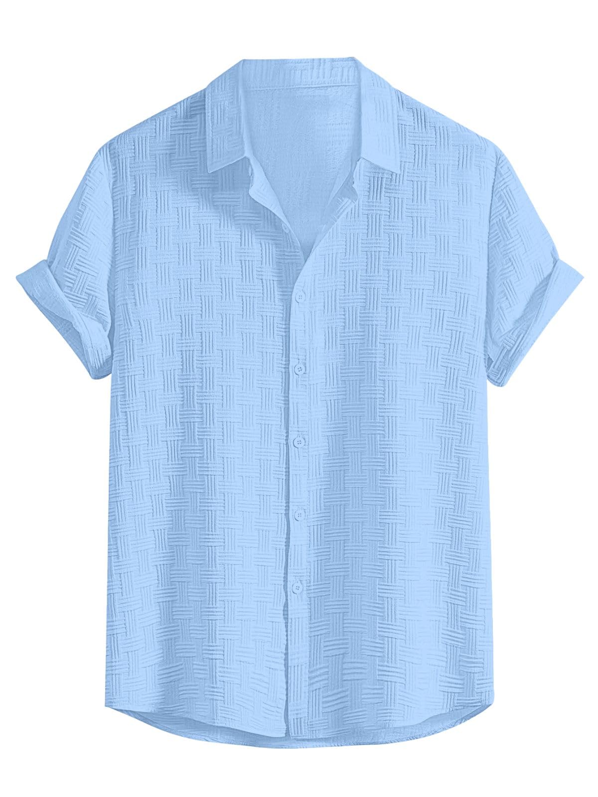leriya fashion Men's Formal Button Down Shirt – Slim Fit Office Wear Shirt for Men | Textured Short Sleeve Polycotton | Business & Meeting Ready (Available in Plus Size)-picture-40