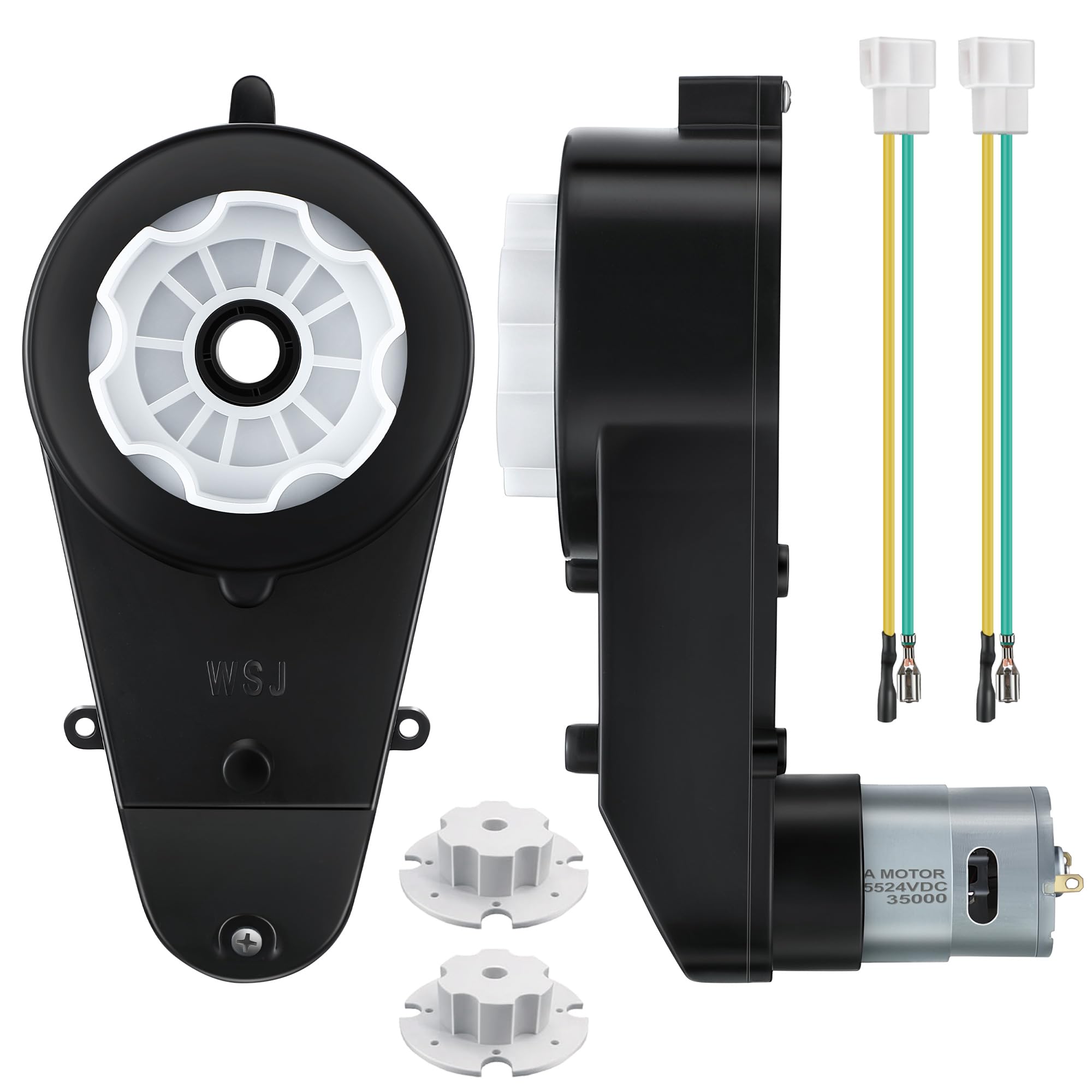2PCS 24V 35000RPM High Speed Motor Gearbox Replacement for Kids Ride On Toy Electric Car Wheel 18V-24V Conversion Kit RS555 Drive Engine with 2 Couplers