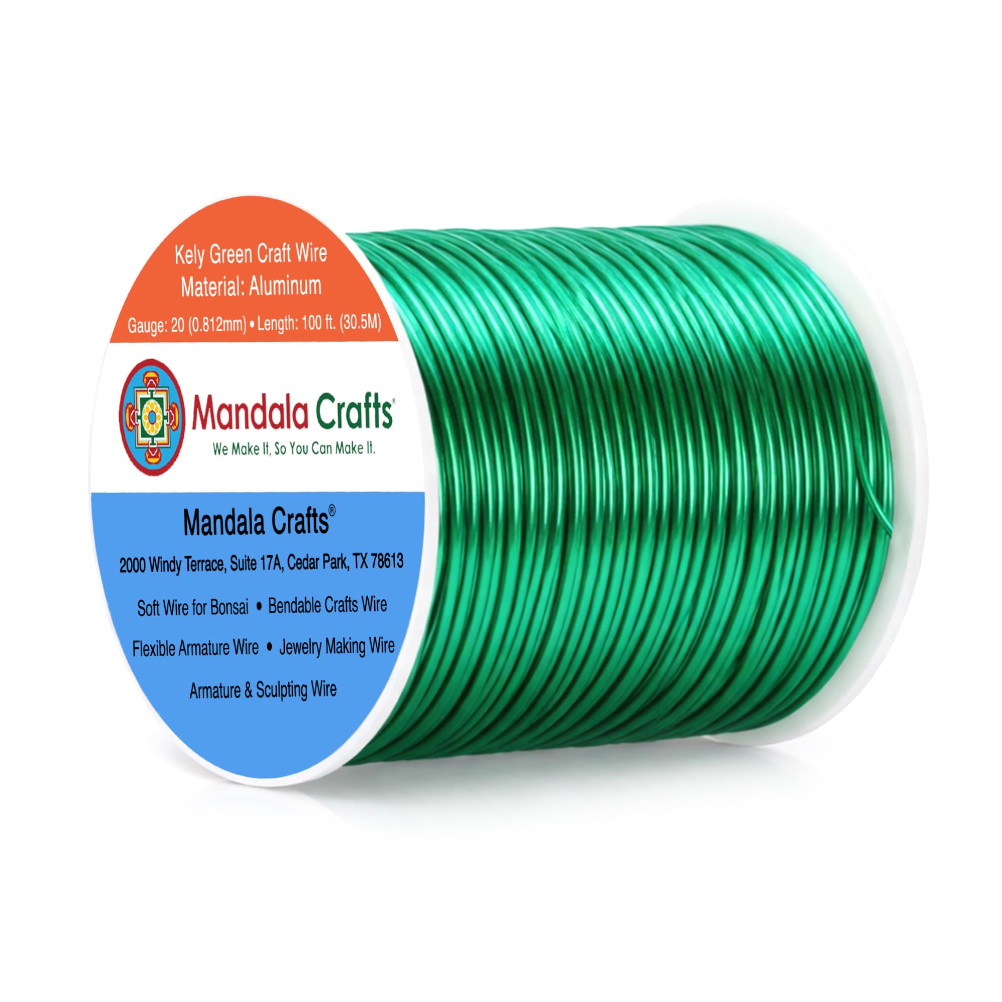 Mandala Crafts 20 Gauge Kelly Green Anodized Aluminum Craft Wire, 100 FT