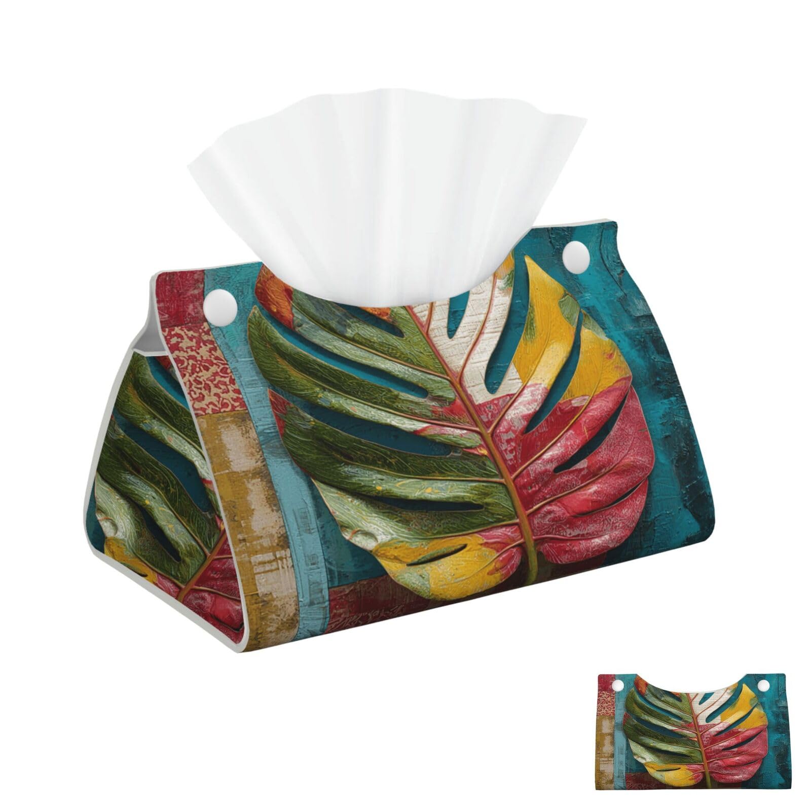 Tropical Leaf Tissue Box Cover Square Cube Boxes