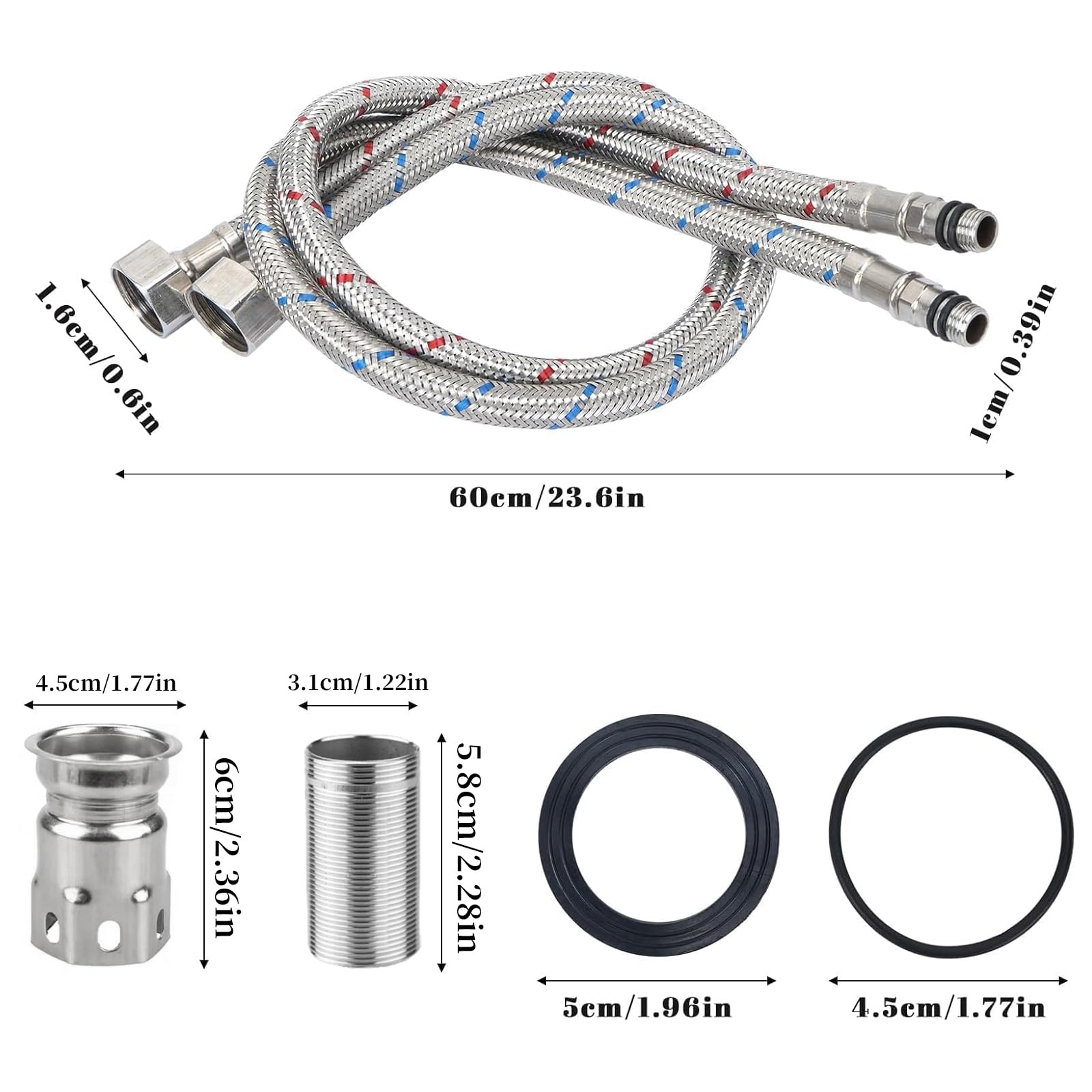 Robinet Salle de Bain Argent Mitigeur Lavabo Robinet Salle Bain Robinet Lavabo Acier Inoxydable Robinet de lavabo haut Mitigeur Salle Bain Contrôle de l'eau Chaude et Froide